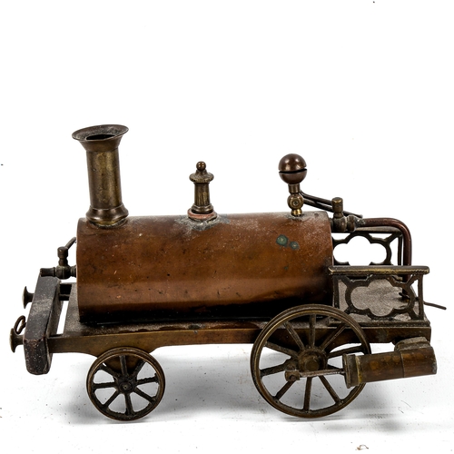 1089 - A scratch-built copper and brass Dribbler steam locomotive, length 20cm