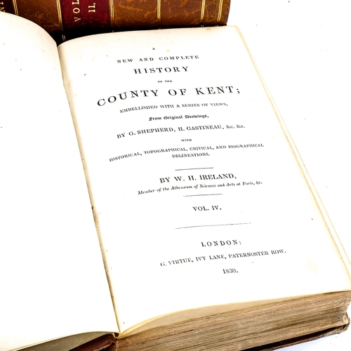 1093 - A New And Complete History Of The County Of Kent, by W H Ireland, 4 volumes, leather-bound, publishe... 