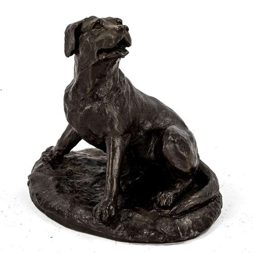 1105 - Joseph Hayton, bronzed resin Labrador, height 14cm