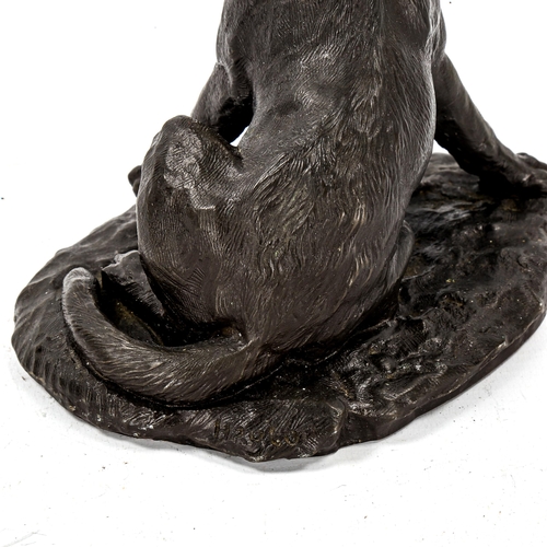 1105 - Joseph Hayton, bronzed resin Labrador, height 14cm