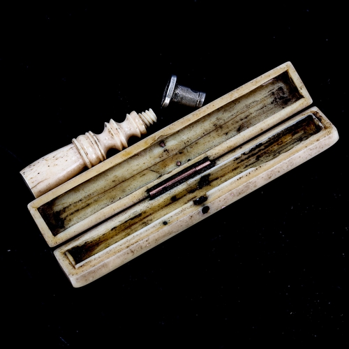 1116 - A Georgian ivory toothpick case, length 8cm, and a Victorian ivory-handled pocket seal (2)