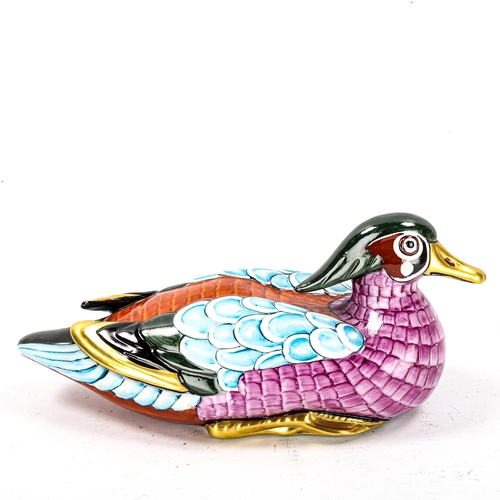 1124 - Contemporary Italian porcelain Mandarin duck, length 23cm