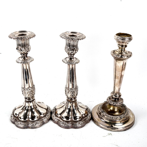 1126 - A pair of 19th century electroplate candlesticks, height 28cm, a pair of 19th century candelabra top... 