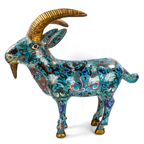 1133 - A large Chinese cloisonne enamel ram, length 56cm