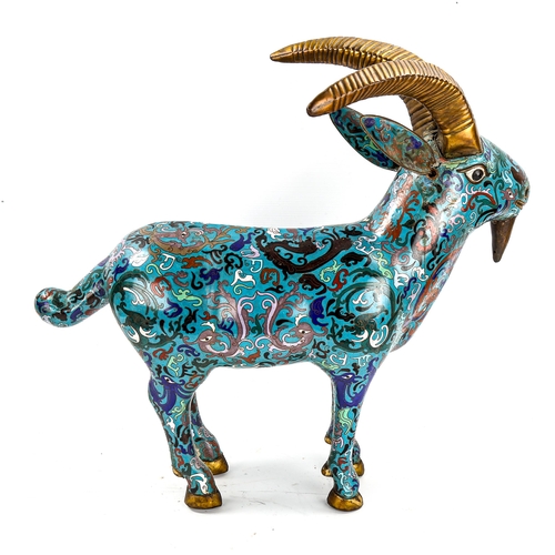 1133 - A large Chinese cloisonne enamel ram, length 56cm