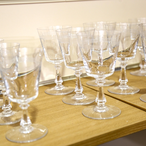 1135 - A suite of Val St Lambert glassware for 12 people, in 3 sizes, largest glass height 16.5cm