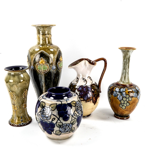 1144 - A group of Doulton stoneware vases and ewer, largest height 33cm (5)