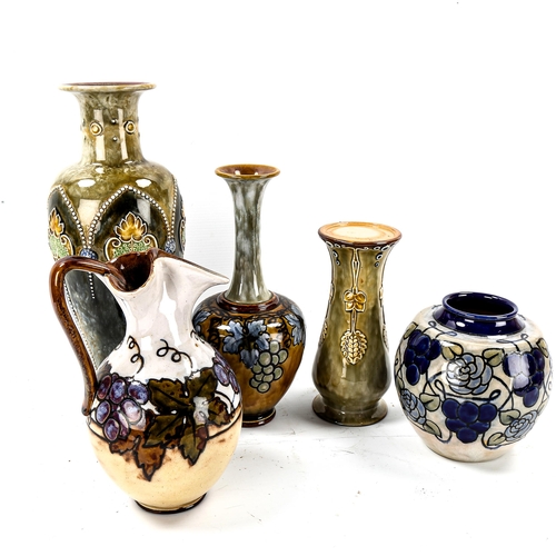 1144 - A group of Doulton stoneware vases and ewer, largest height 33cm (5)