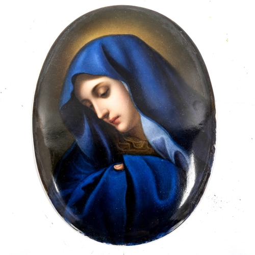 1147 - KPM porcelain plaque with painted portrait, impressed marks on reverse, 23cm x 17cm