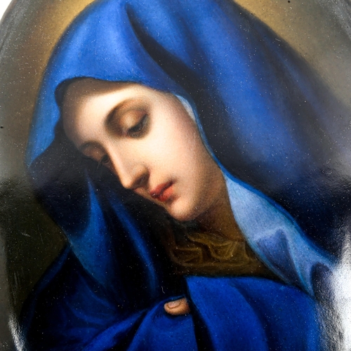 1147 - KPM porcelain plaque with painted portrait, impressed marks on reverse, 23cm x 17cm