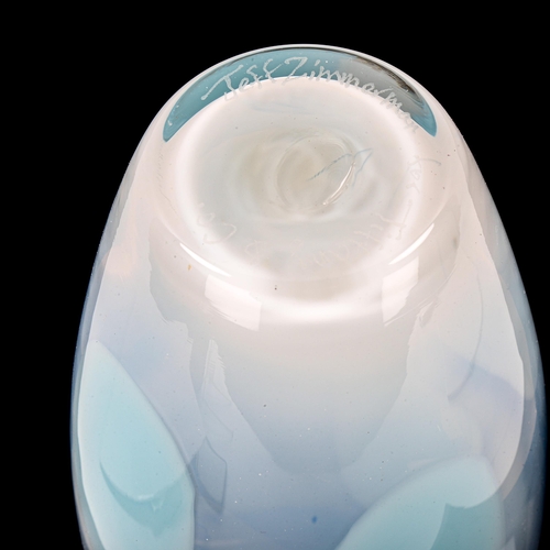 1148 - JEFF ZIMMERMAN for TIFFANY & CO - contemporary blue opalescent glass vase, height 29cm