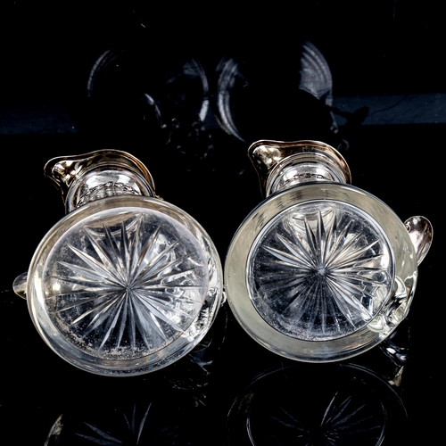 1157 - A pair of Edwardian silver-mounted glass Whisky noggins, with silver Whiskey labels, hallmarks Birmi... 