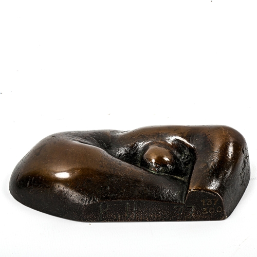 1162 - DAVID BACKHOUSE - a patinated bronze modernist figure, signed and dated '77, no. 137/300, length 14c... 