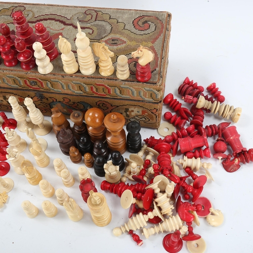 1183 - A collection of ivory bone and wood chessmen