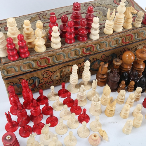 1183 - A collection of ivory bone and wood chessmen