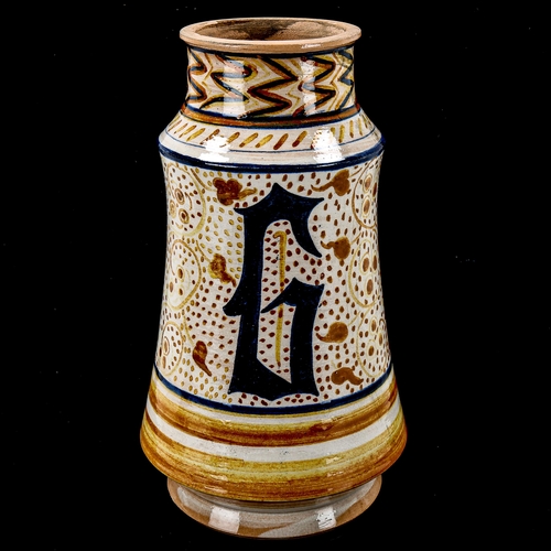 1211 - An Italian pottery vase with painted decoration, height 25cm