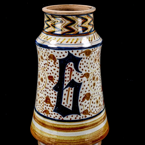 1211 - An Italian pottery vase with painted decoration, height 25cm