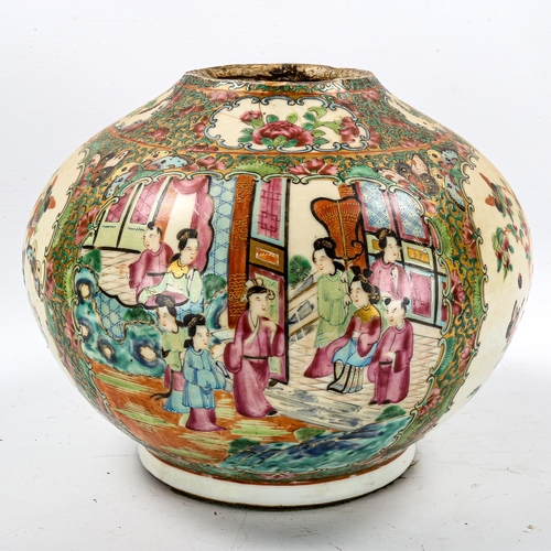 1231 - A Chinese famille rose porcelain vase with exotic bird designs, diameter 24cm (A/F)