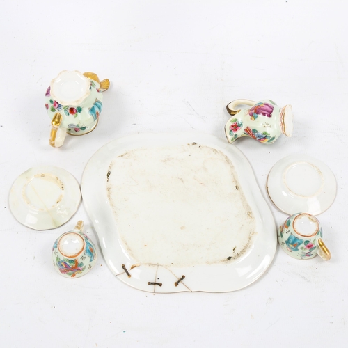 1250 - A Chinese famille rose porcelain doll's tea service on matching tray, tray length 14cm