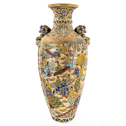 1252 - A large Chinese enamel decorated ceramic vase, height 63cm (A/F)