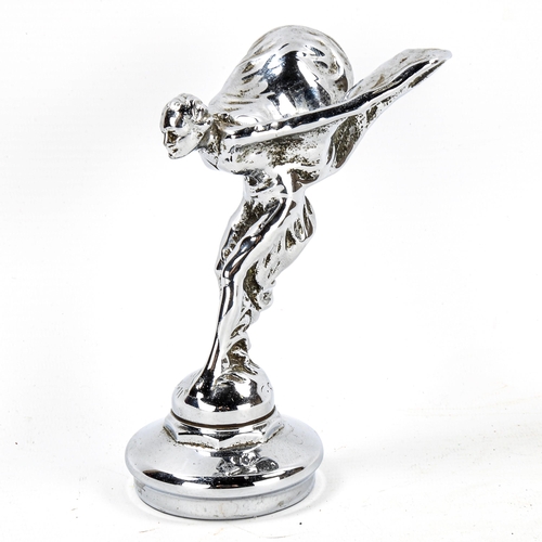 1270 - A chrome plate Spirit of Ecstacy car mascot, height 14cm