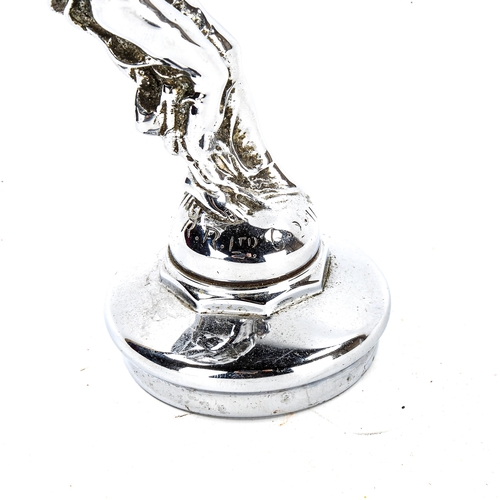 1270 - A chrome plate Spirit of Ecstacy car mascot, height 14cm