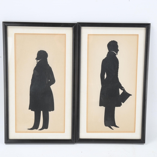 1272 - 2 Victorian silver print photographs in ebonised frames, and a pair of silhouettes (4)