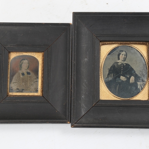 1272 - 2 Victorian silver print photographs in ebonised frames, and a pair of silhouettes (4)