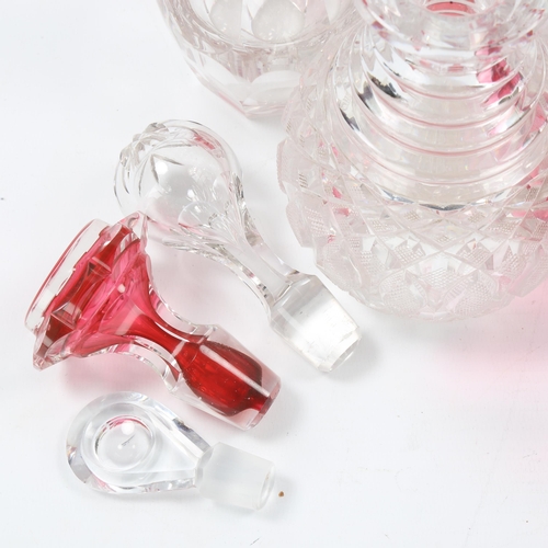 1274 - A group of Victorian cranberry and clear glass items