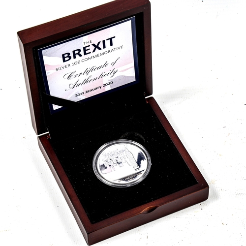 1277 - A silver 1oz Brexit commemorative medallion, 31st January 2020, cased