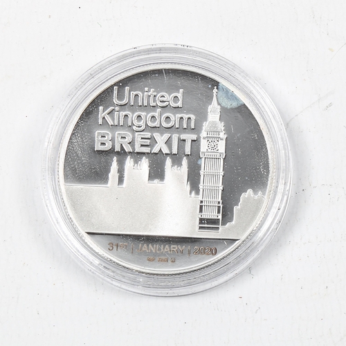 1277 - A silver 1oz Brexit commemorative medallion, 31st January 2020, cased