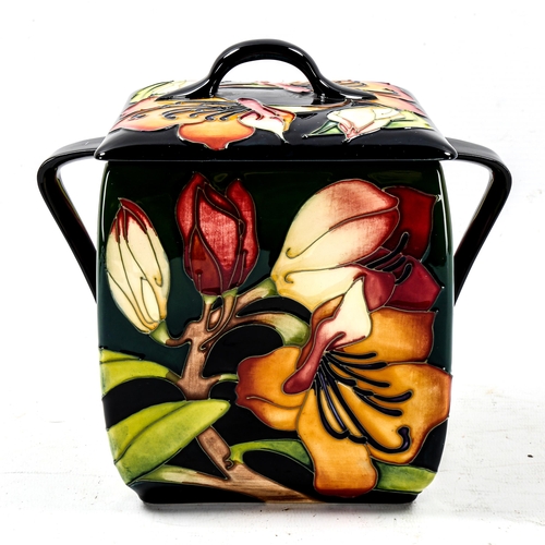 1278 - MOORCROFT - a Pencarrow pattern biscuit barrel, 2005, height 18cm