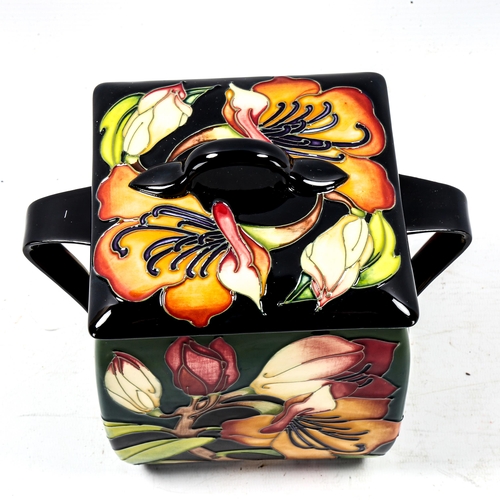 1278 - MOORCROFT - a Pencarrow pattern biscuit barrel, 2005, height 18cm