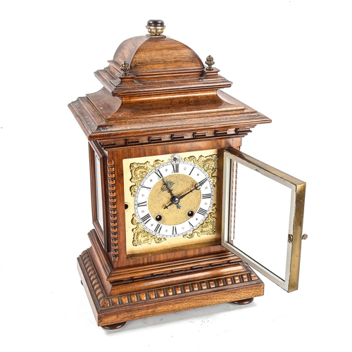 70 - A German mahogany-cased 'Ting-Tang' 8-day bracket clock, by RSM (R M Schneckenburger), square brass ... 