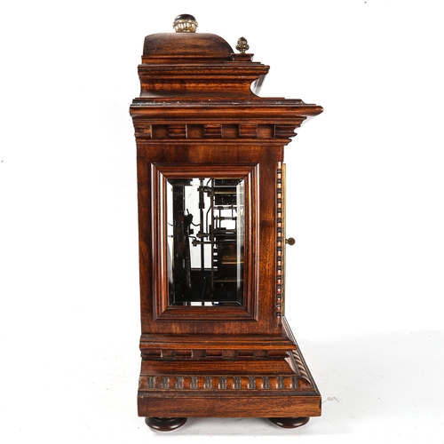 70 - A German mahogany-cased 'Ting-Tang' 8-day bracket clock, by RSM (R M Schneckenburger), square brass ... 