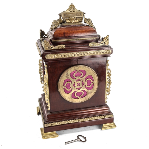 72 - A late 19th/early 20th century mahogany and brass-cased 8-day mantel clock, by William Pearce of Bri... 