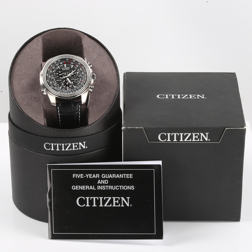 81 - CITIZEN - a stainless steel Ec0o-Drive perpetual calendar quartz chronograph wristwatch, ref. E820-R... 