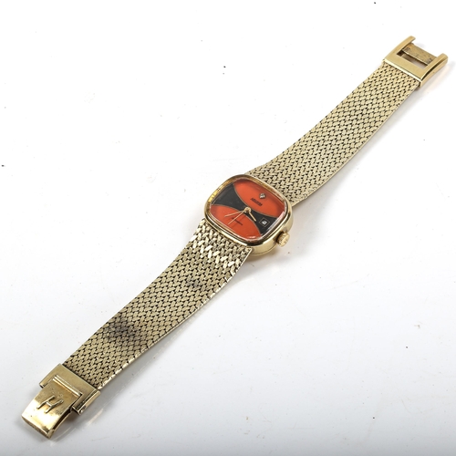 84 - HELOISA - a lady's Vintage silver-gilt automatic bracelet watch, orange and black dial with sweep ce... 