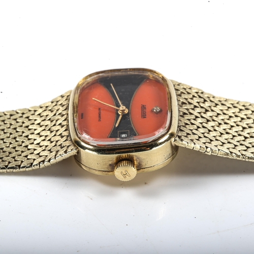 84 - HELOISA - a lady's Vintage silver-gilt automatic bracelet watch, orange and black dial with sweep ce... 