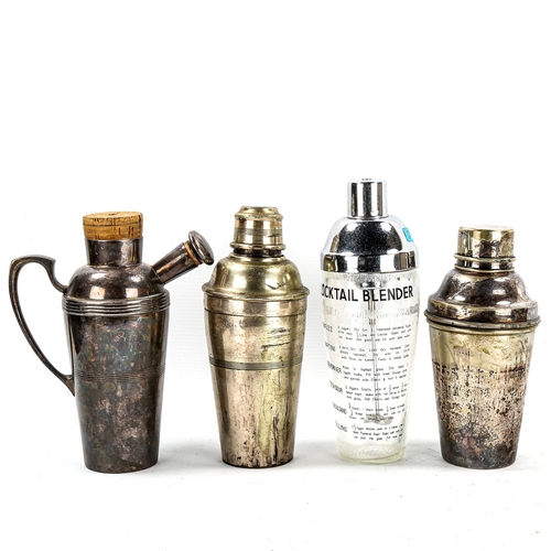 1195 - 4 various electroplate and glass cocktail shakers (4)