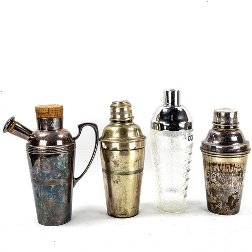 1195 - 4 various electroplate and glass cocktail shakers (4)