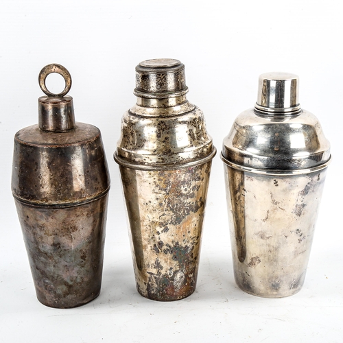 1196 - 3 Art Deco electroplate cocktail shakers