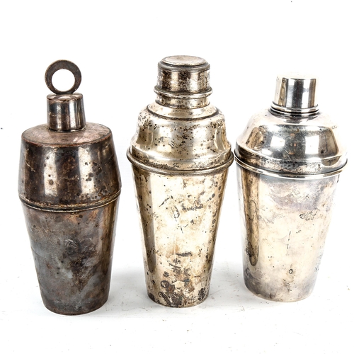 1196 - 3 Art Deco electroplate cocktail shakers