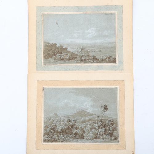 1523 - 18th century Italian School, 2 sepia watercolours on laid and watermarked blue paper, 15cm x 20cm, u... 