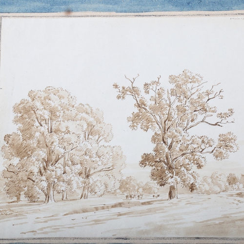 1524 - 18th century Italian School, 2 sepia watercolours on wove paper, landscape views, 14cm x 22cm, unfra... 