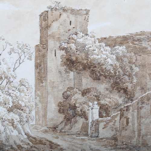 1526 - 18th century Italian School, 2 sepia watercolours on laid paper, ruined building and tree study, uns... 