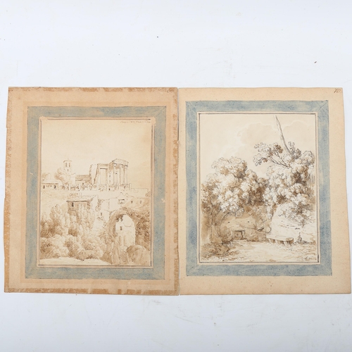 1528 - 18th century Italian School, 2 sepia watercolours on wove paper, Italian ruins, unsigned, 20cm x 15c... 