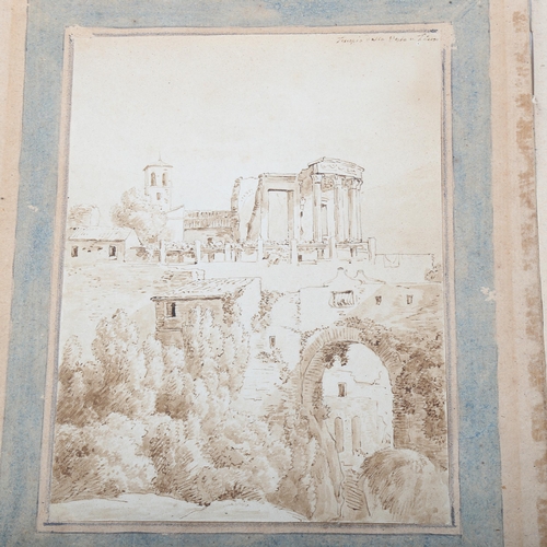 1528 - 18th century Italian School, 2 sepia watercolours on wove paper, Italian ruins, unsigned, 20cm x 15c... 