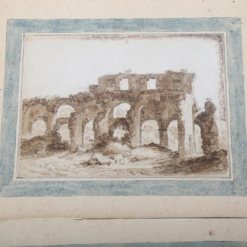 1529 - 18th century Italian School, 2 sepia watercolours on wove paper, ruined building, unsigned, 15cm x 2... 