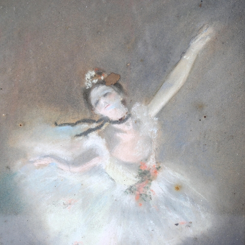 1538 - After Degas, early 20th century coloured pastels on grey paper, ballet dancer, unsigned, 25cm x 17cm... 